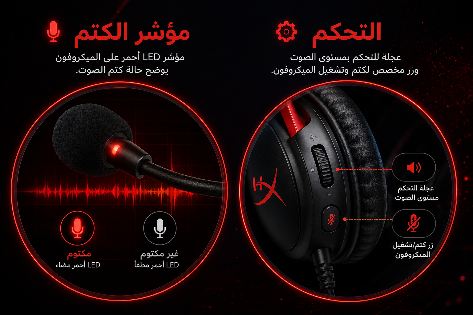 سماعة HyperX Cloud III - سماعة ألعاب سلكية - مشغلات 53mm - DTS Headphone:X Spatial Audio - ميكروفون 10mm قابل للفصل - Memory Foam - اتصال 3.5mm + USB-C / USB-A - لون أسود/أحمر