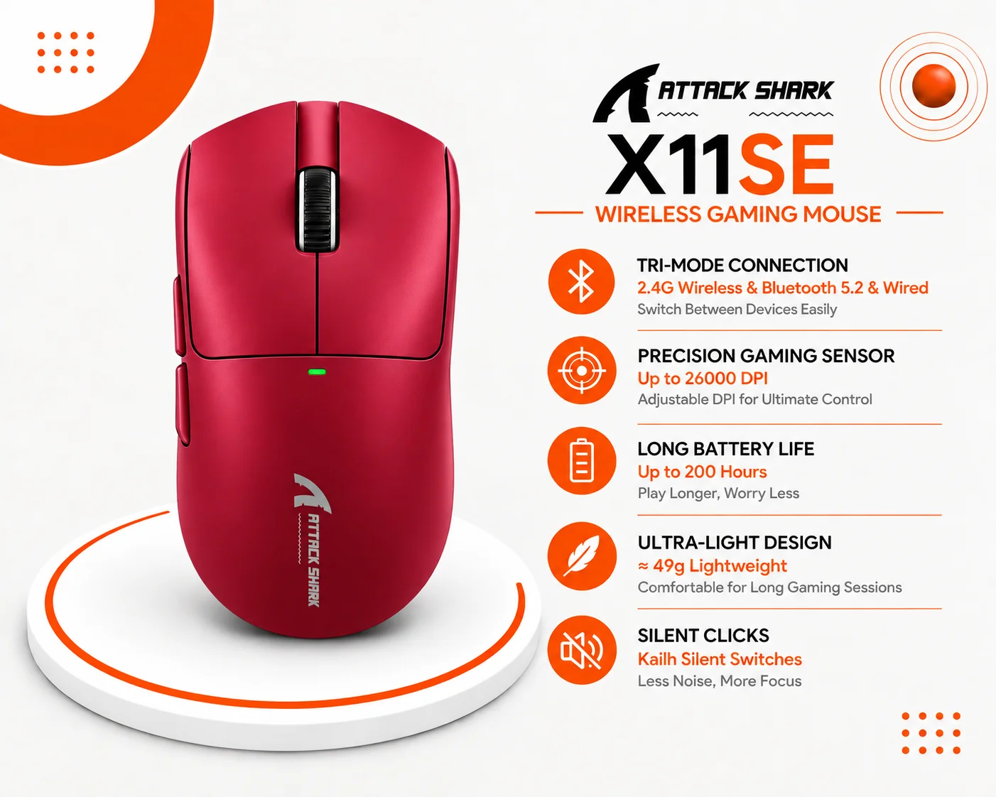 ماوس الألعاب اللاسلكي ATTACK SHARK X11 SE