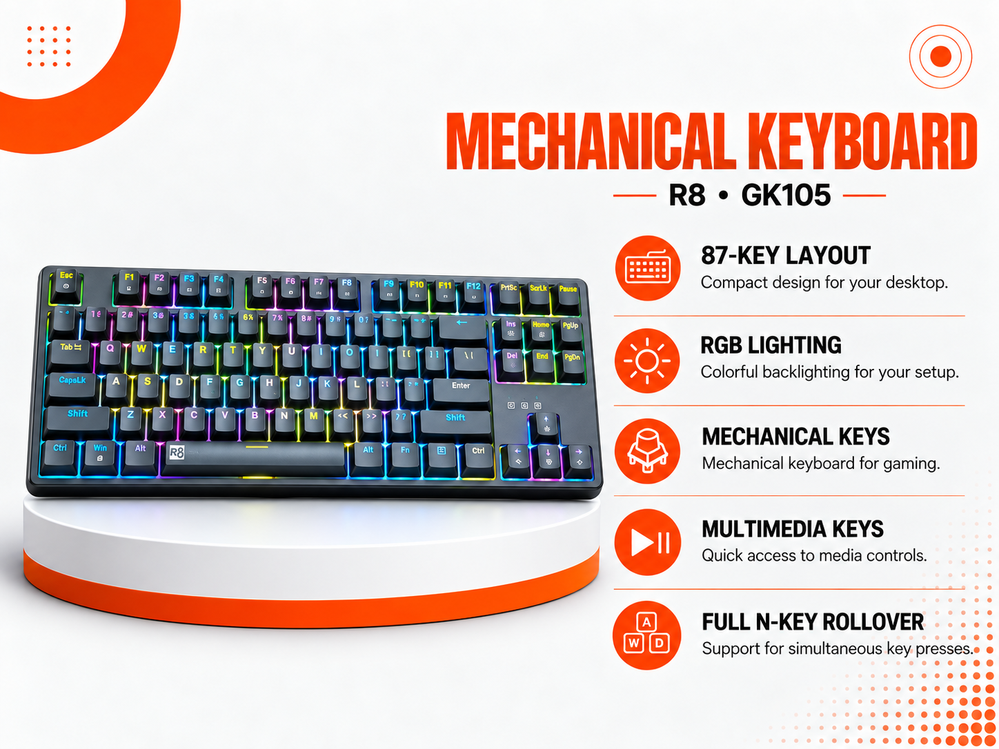 كيبورد R8 GK105 Mechanical Gaming Keyboard