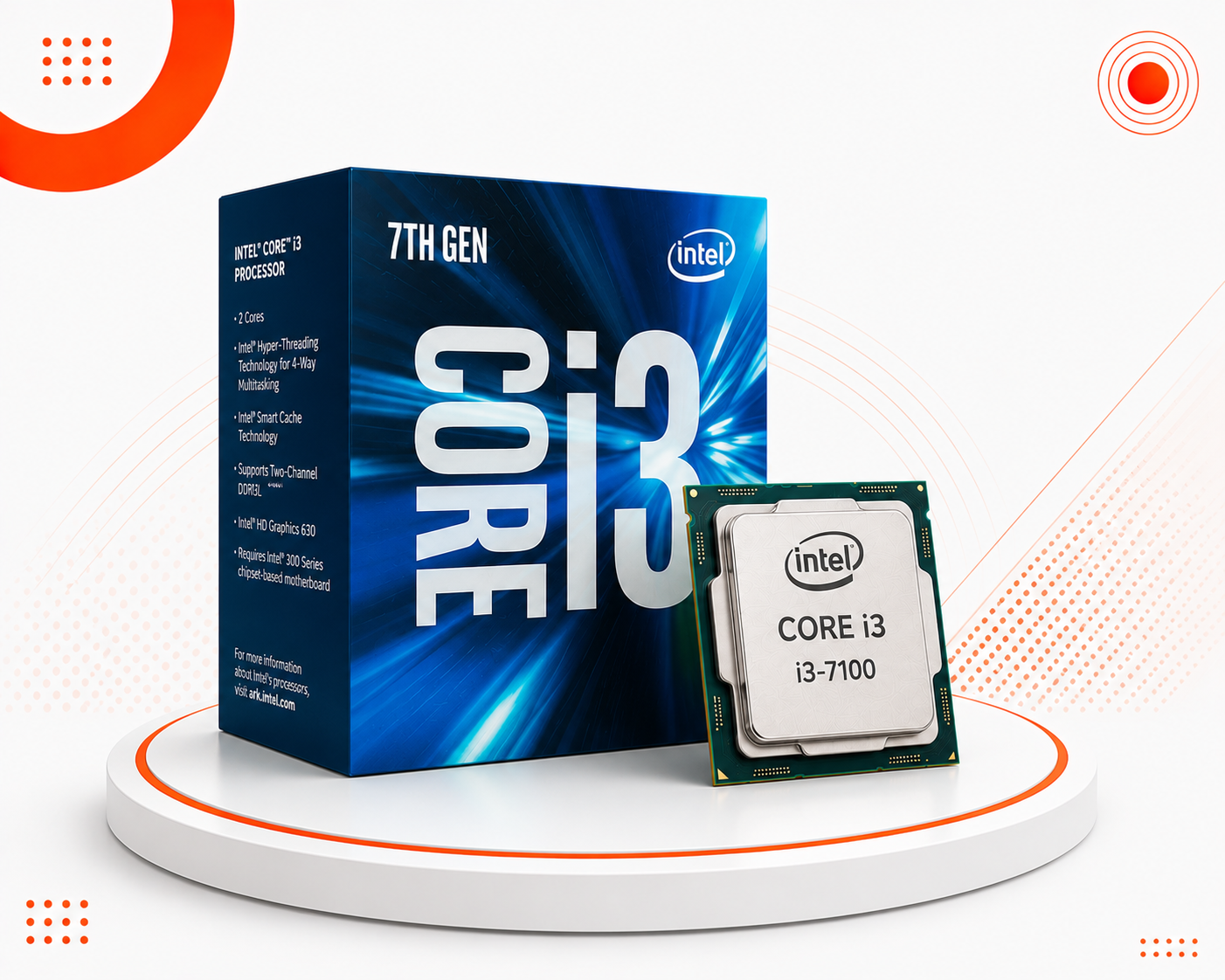 معالج Intel Core i3-7100 جيل 7، بسرعة 3.90GHz، يحتوي على نواتين و 4 مسارات، كاش 3MB Smart Cache، سوكيت LGA1151، مزود بمعالج رسومي Intel HD Graphics 630 (مستعمل)
