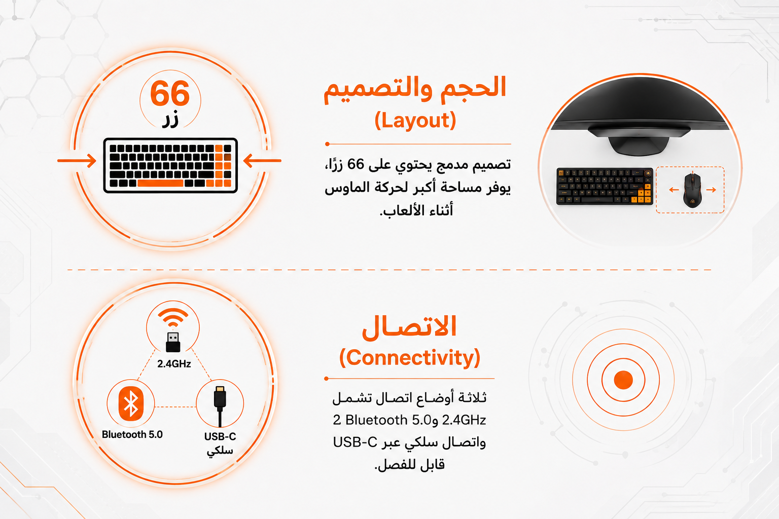 Attack Shark X68 Pro HE - كيبورد ألعاب مغناطيسي لاسلكي - 66 زر - 8000Hz - Rapid Trigger - Tri-Mode - هيكل ألمنيوم - RGB - بطارية 5000mAh