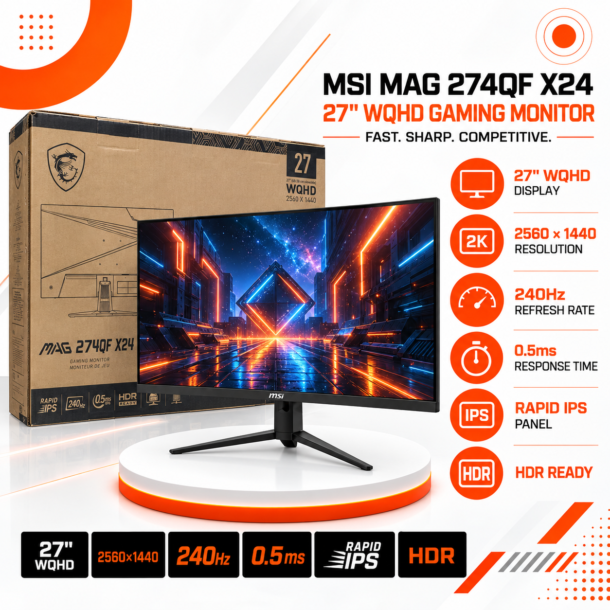 شاشة MSI MAG 274QF X24 27" 2K 240Hz Rapid IPS