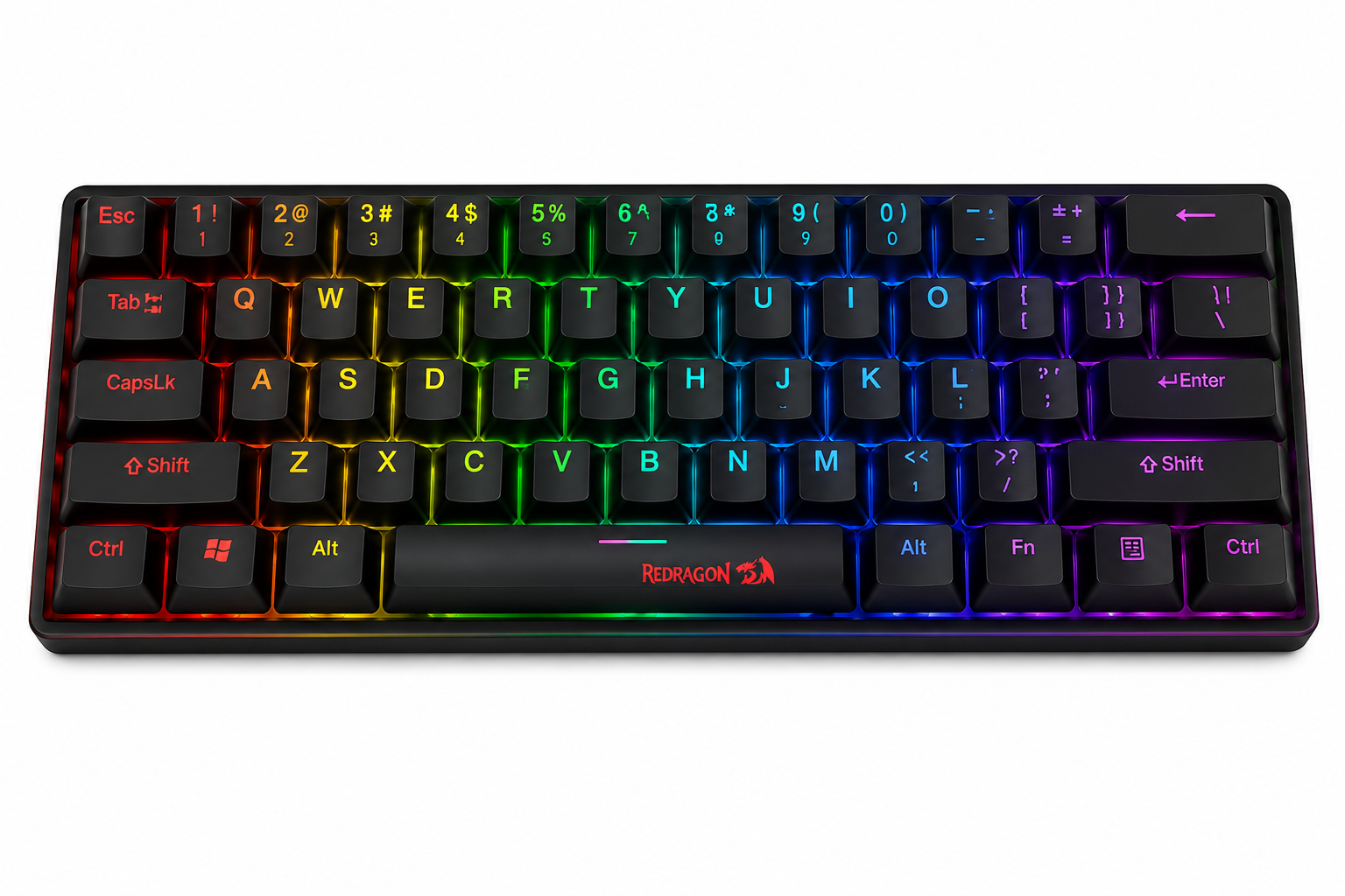 Redragon Fizz Pro K616-RGB - كيبورد ميكانيكي 60% - 61 مفتاح - Tri-Mode - Red Switches - Hot-Swap - RGB - USB-C