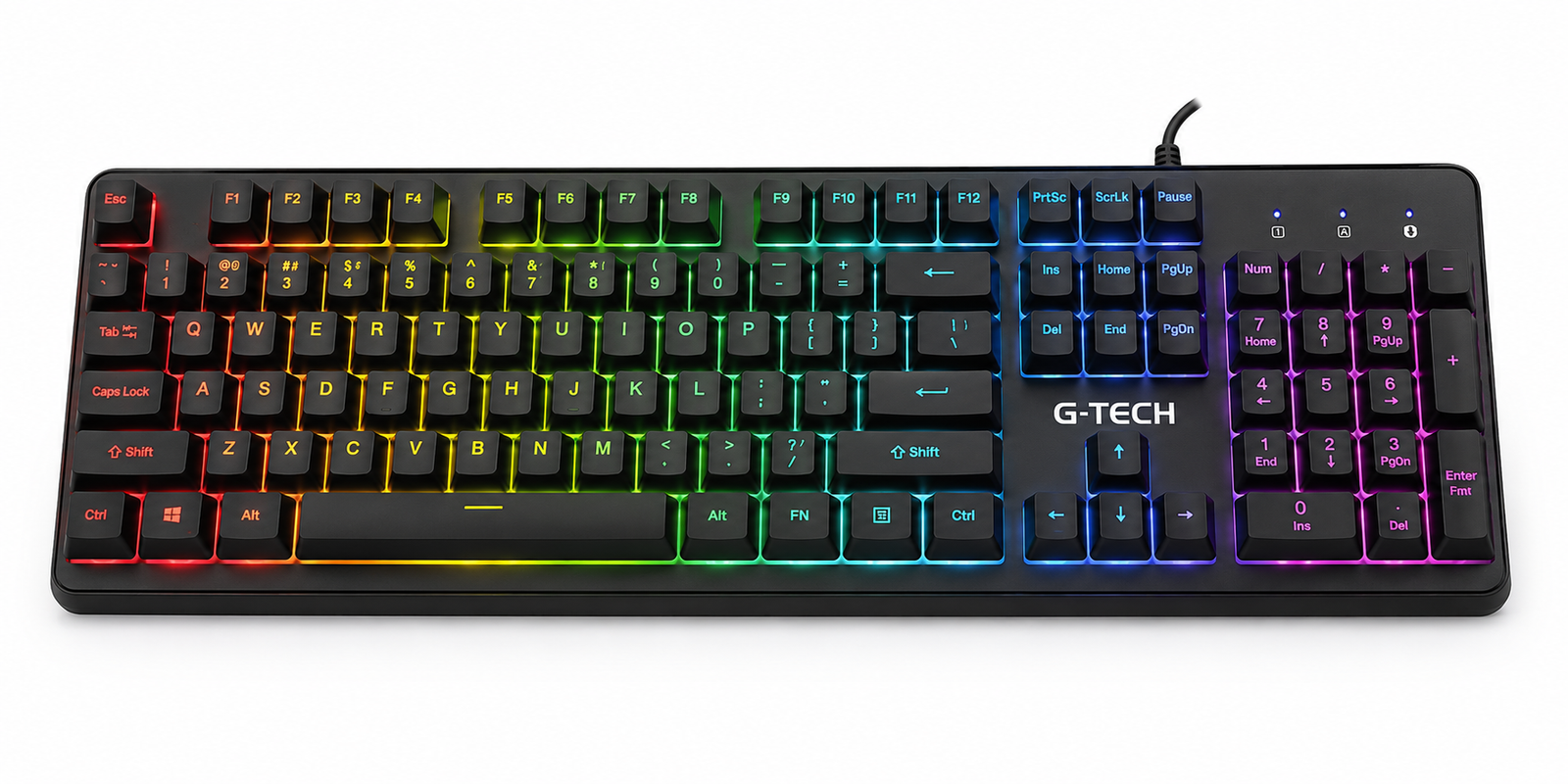 G-TECH K900 - كيبورد ألعاب Full-Size - 104/105 مفتاح - Semi-Mechanical - Rainbow RGB - Anti-Ghosting - اتصال USB سلكي