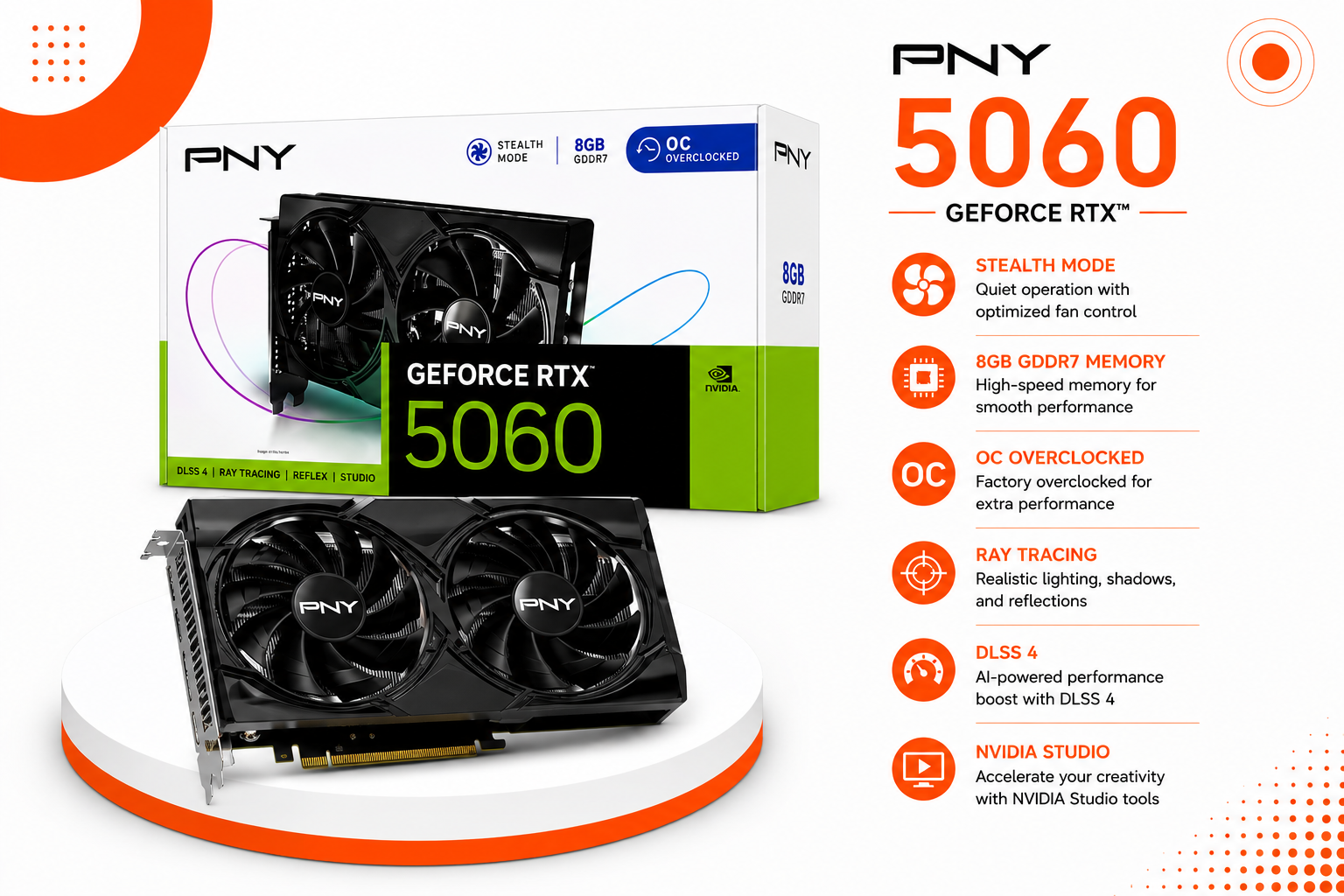PNY GeForce RTX 5060 8GB GDDR7 OC – بمروحتين