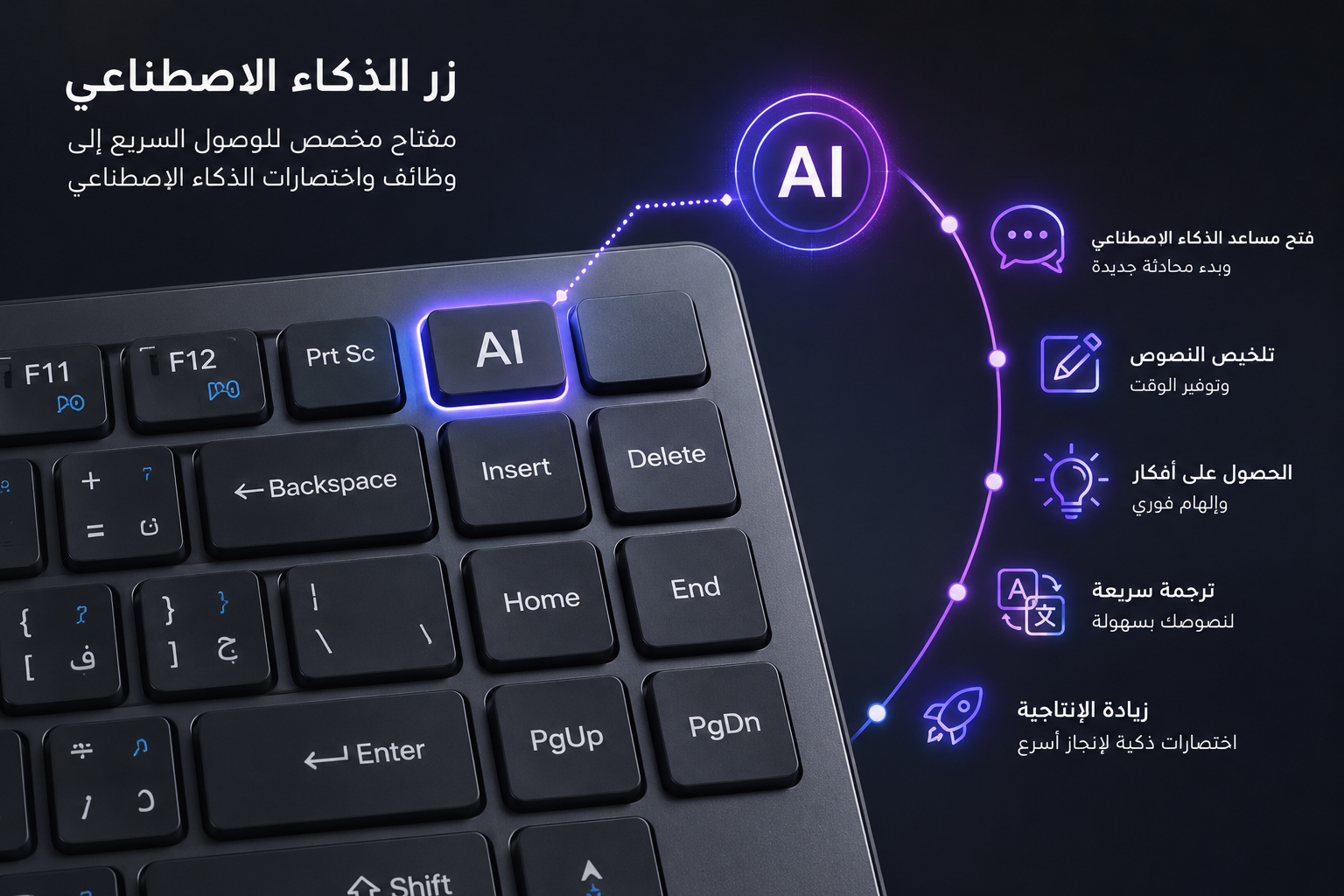 Majesty MAJ 920 - طقم كيبورد وماوس لاسلكي - اتصال Bluetooth 5.2 و2.4GHz - كيبورد عربي وإنجليزي - مفاتيح Scissor هادئة - زر AI مخصص - ماوس حتى 1600 DPI - شحن Type-C - متوافق مع Windows وMac