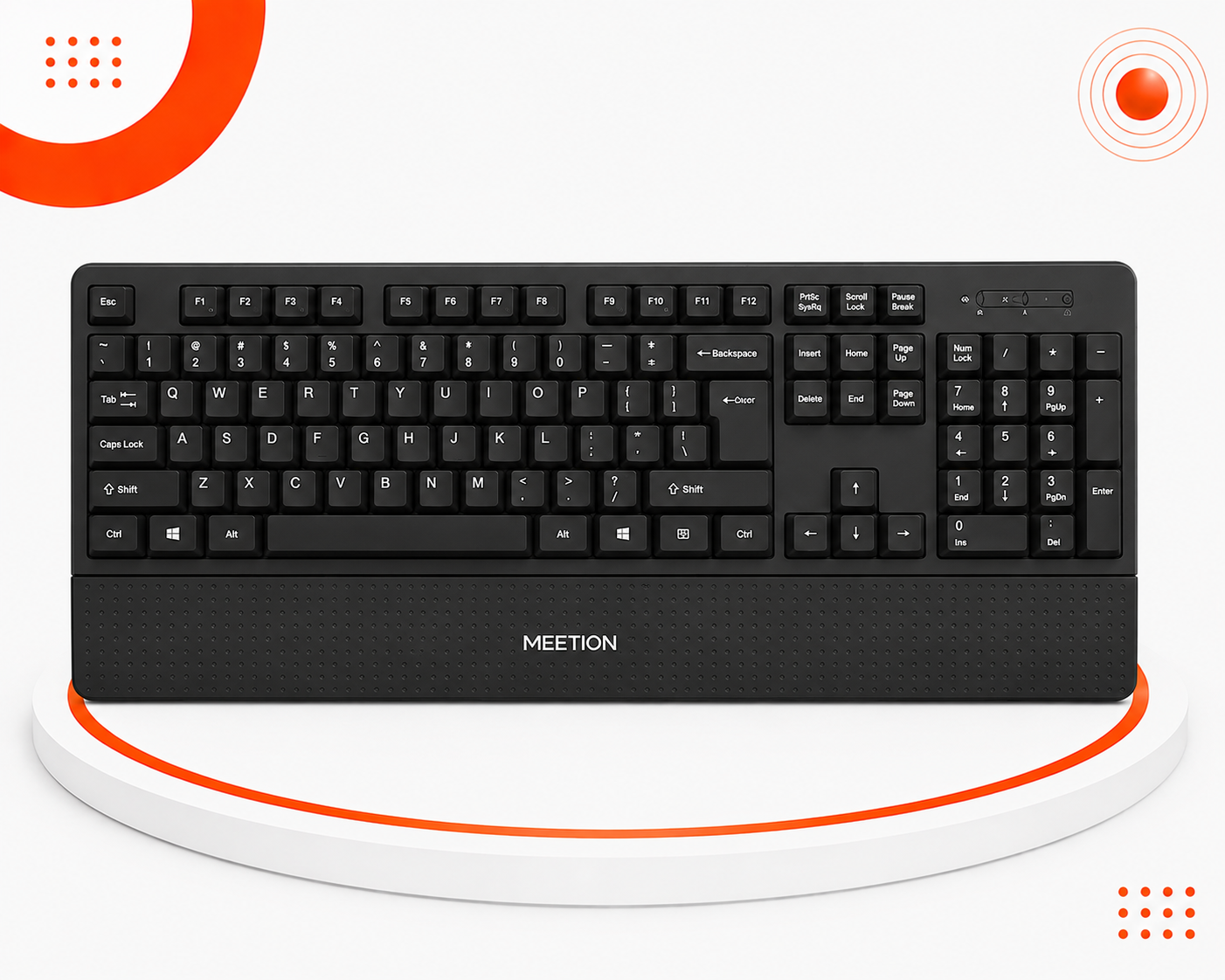 Meetion MT-C4130 Wireless Combo - طقم كيبورد وماوس لاسلكي - كيبورد Full-Size 104/105 Keys - مفاتيح هادئة Membrane - مسند معصم مدمج - ماوس Silent Click - دقة 800/1200/1600 DPI - اتصال لاسلكي 2.4GHz - مدى يصل إلى 10 أمتار - USB Nano Receiver