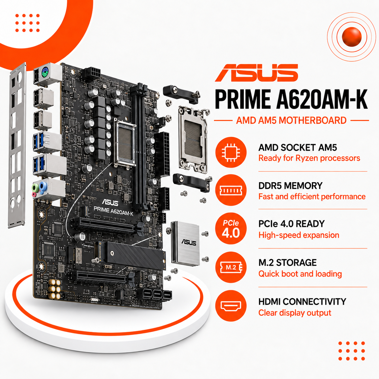 ASUS PRIME A620AM-K – لوحة أم AMD AM5