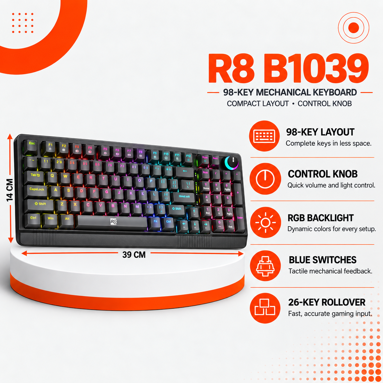 كيبورد R8 B1039 ميكانيكي للألعاب