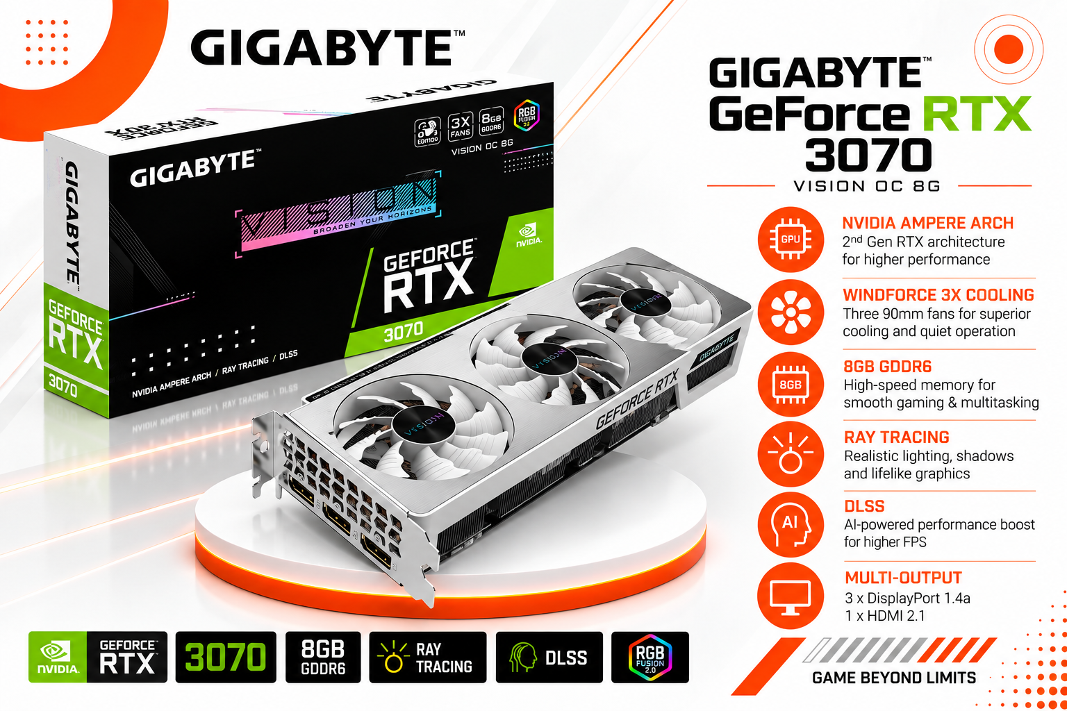 GIGABYTE GeForce RTX 3070 VISION OC 8G(used)