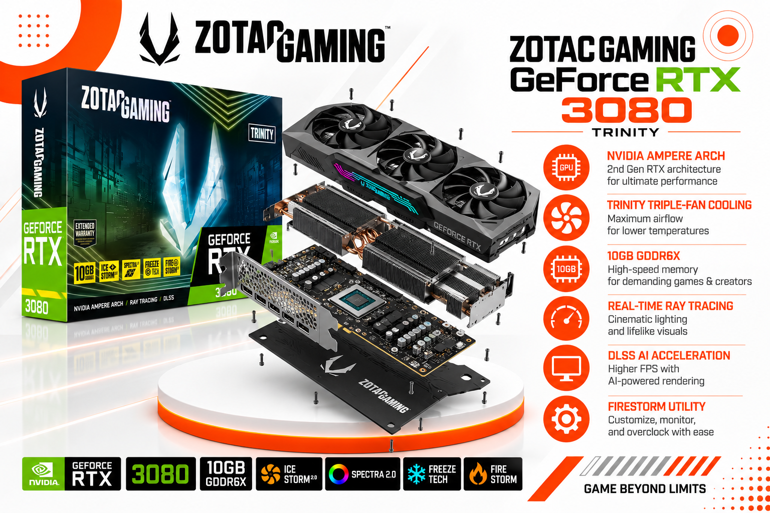 ZOTAC GAMING GeForce RTX 3080 Trinity 10GB(used)
