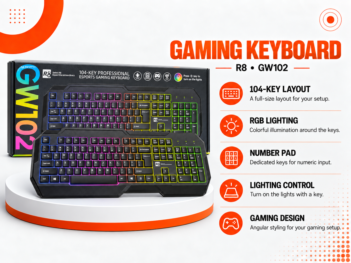 كيبورد R8 GW102 Gaming Keyboard