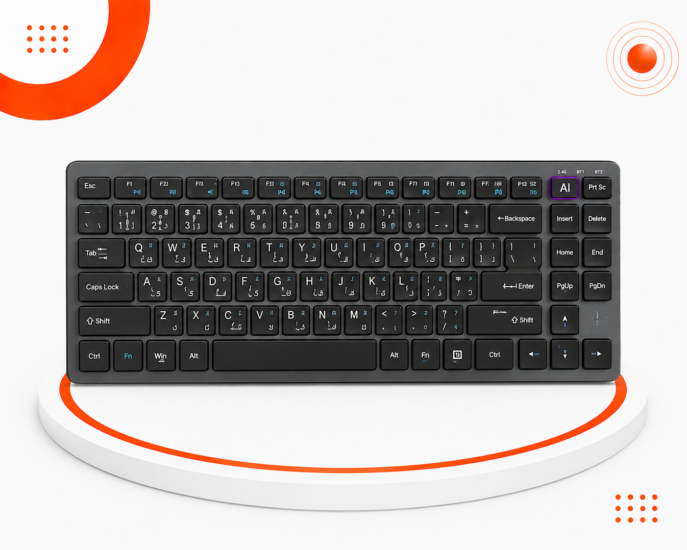 Majesty MAJ 920 - طقم كيبورد وماوس لاسلكي - اتصال Bluetooth 5.2 و2.4GHz - كيبورد عربي وإنجليزي - مفاتيح Scissor هادئة - زر AI مخصص - ماوس حتى 1600 DPI - شحن Type-C - متوافق مع Windows وMac