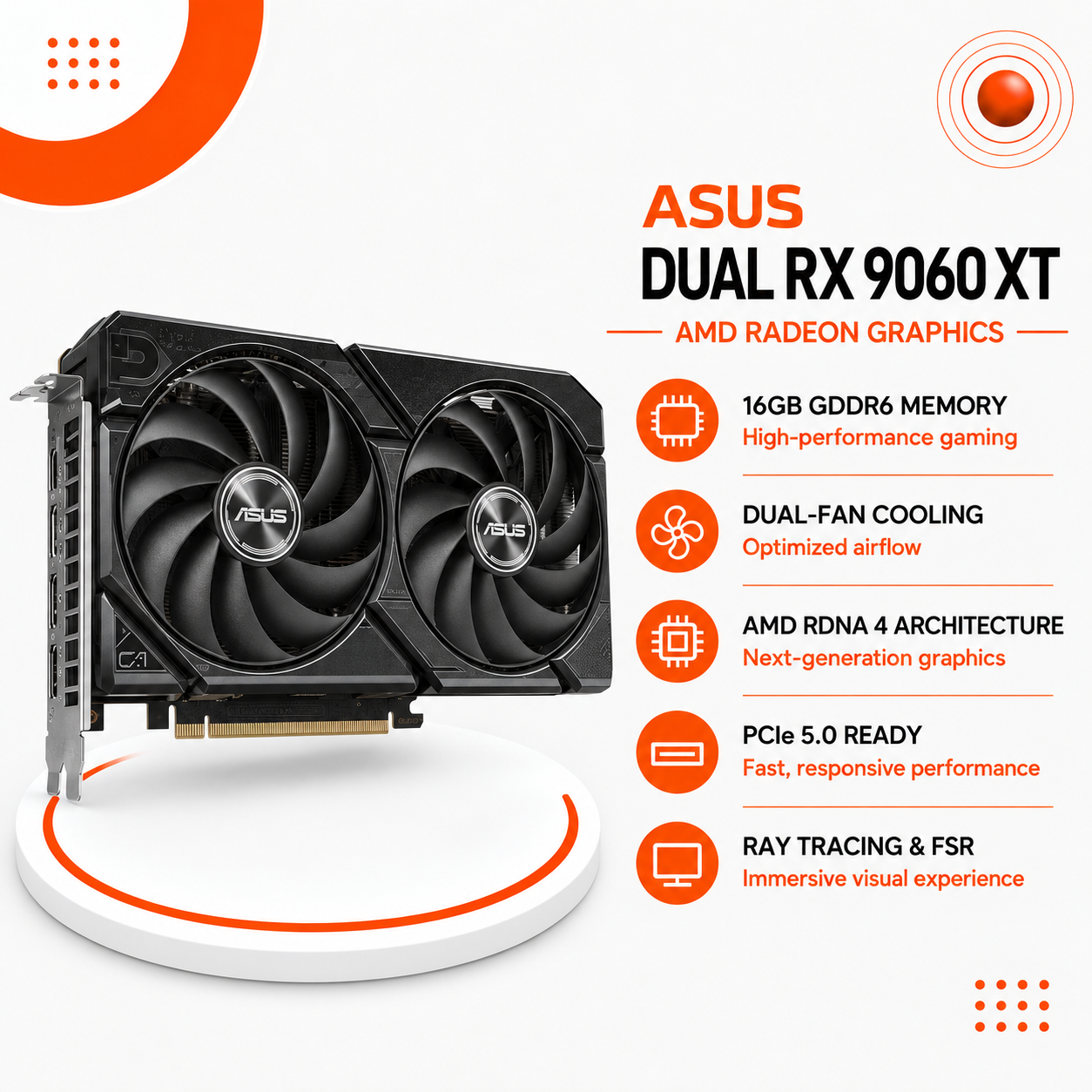 ASUS Dual Radeon RX 9060 XT 16GB GDDR6