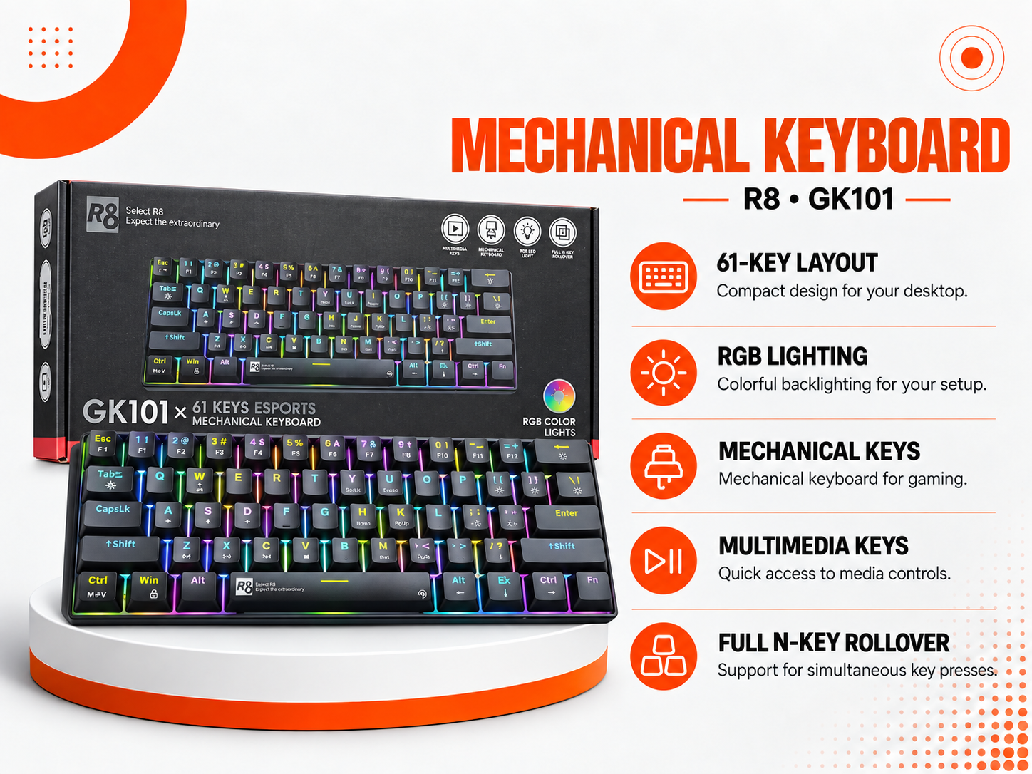 كيبورد R8 GK101 Mechanical Gaming Keyboard