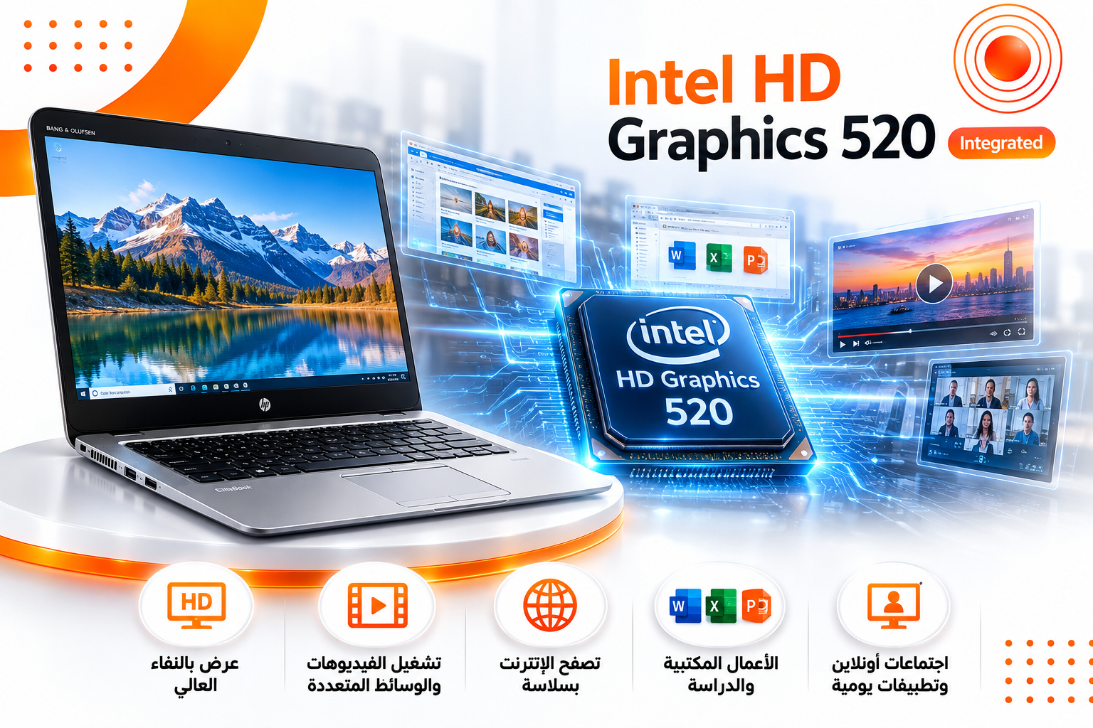 HP EliteBook 1040 G3 - المعالج Intel Core i7-6500U الجيل السادس - الرام 8GB - التخزين 256GB SSD - كرت الشاشة Intel HD Graphics 520 - الشاشة 14 إنش 2K QHD - تصميم Premium Business Ultrabook - الجهاز مستعمل - نظام التشغيل Windows 10