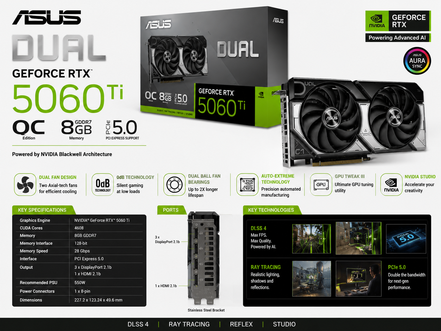 ASUS Dual GeForce RTX 5060 Ti OC Edition 8GB GDDR7