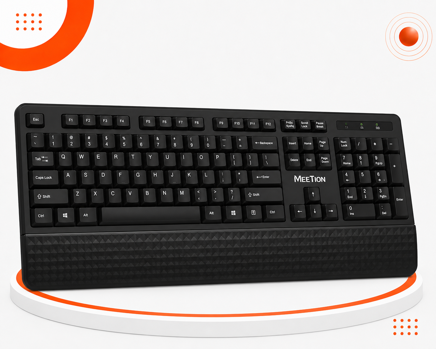 Meetion C4130 - طقم كيبورد وماوس لاسلكي - اتصال 2.4GHz - Full-Size - Silent Keys - مسند معصم - ماوس 1600 DPI - USB-A وUSB-C